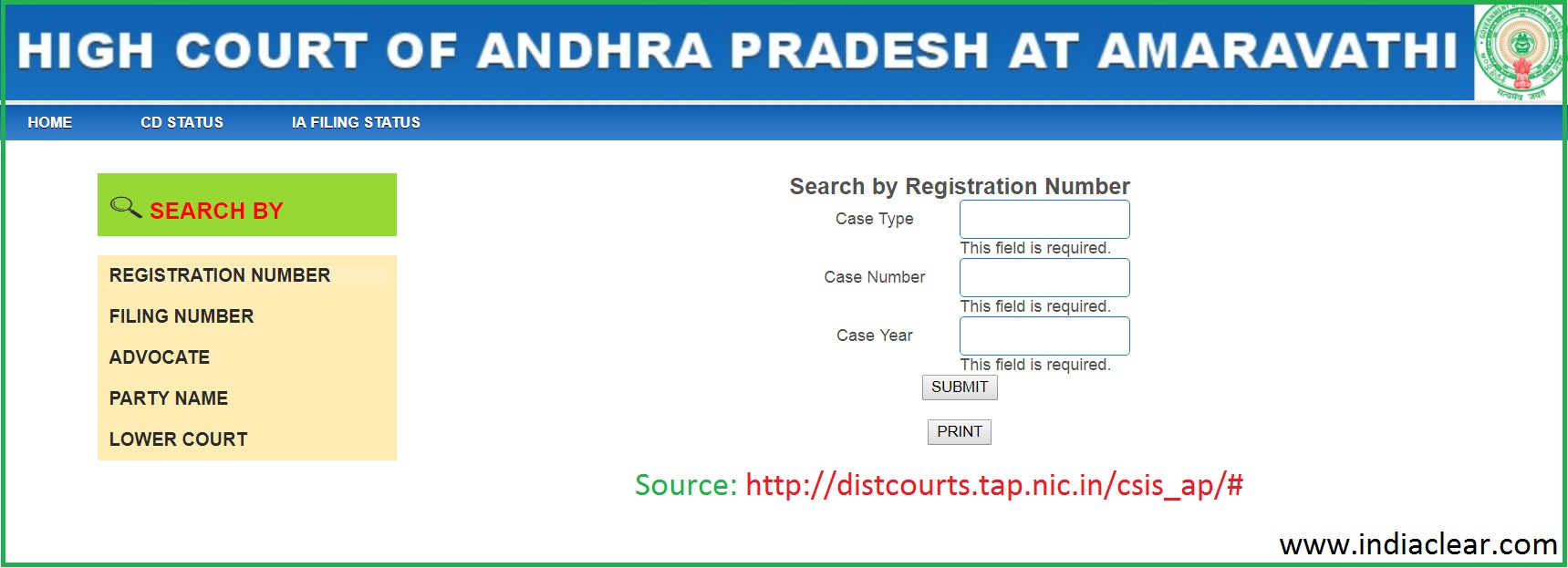 AP High Court Case Status Check Online Search At Aphc gov in