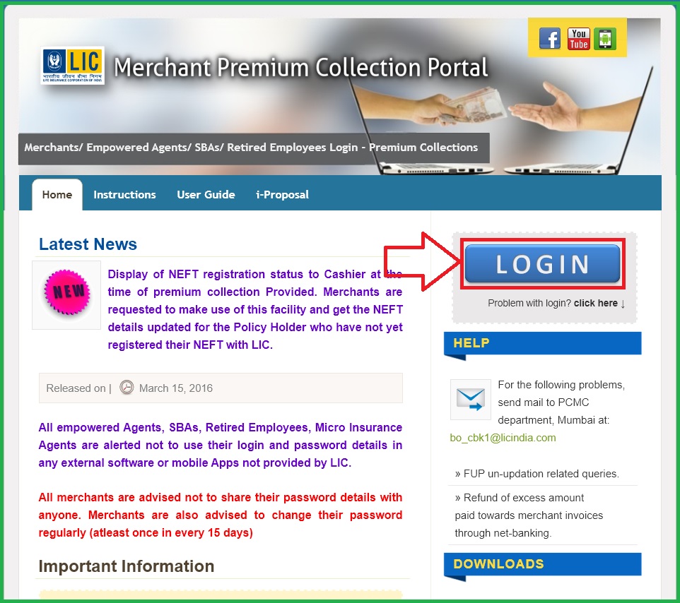 Lic Merchant Portal Lic Merchant Login Online Merchant licindia in