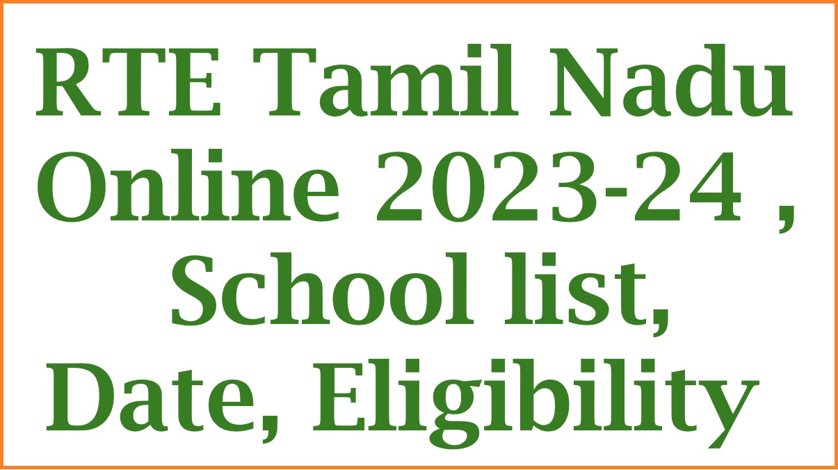 RTE Apply Online 20232024, RTE Tamilnadu Admission 2024